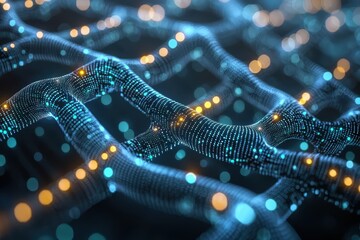 Fototapeta premium Interconnected abstract digital grids virtual space high fidelity imagery technology environment futuristic viewpoint