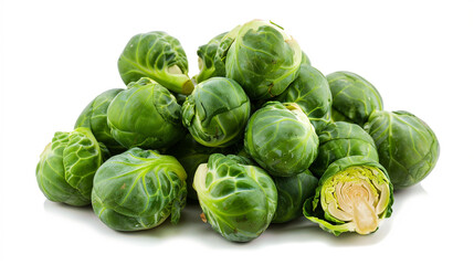 Fototapeta premium Brussels Sprouts on an isolated white background, object focused, png, stock image, hd quality, 