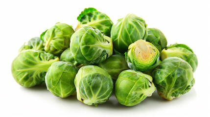 Obraz premium Brussels Sprouts on an isolated white background, object focused, png, stock image, hd quality, 