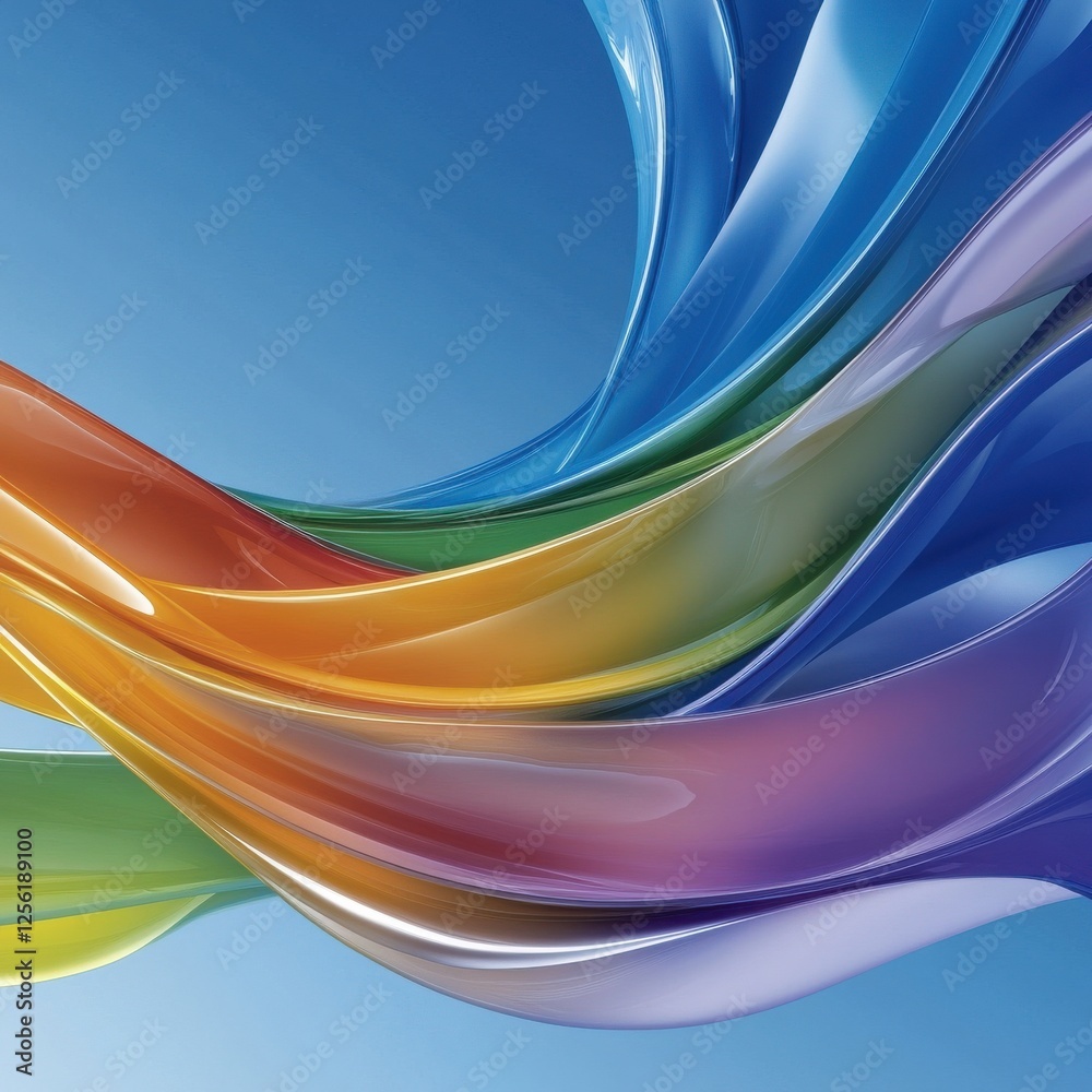 Poster a colorful, flowing line of colors that appear to be a rainbow