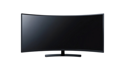 Curved monitor ready for immersive viewing isolated on transparent background.