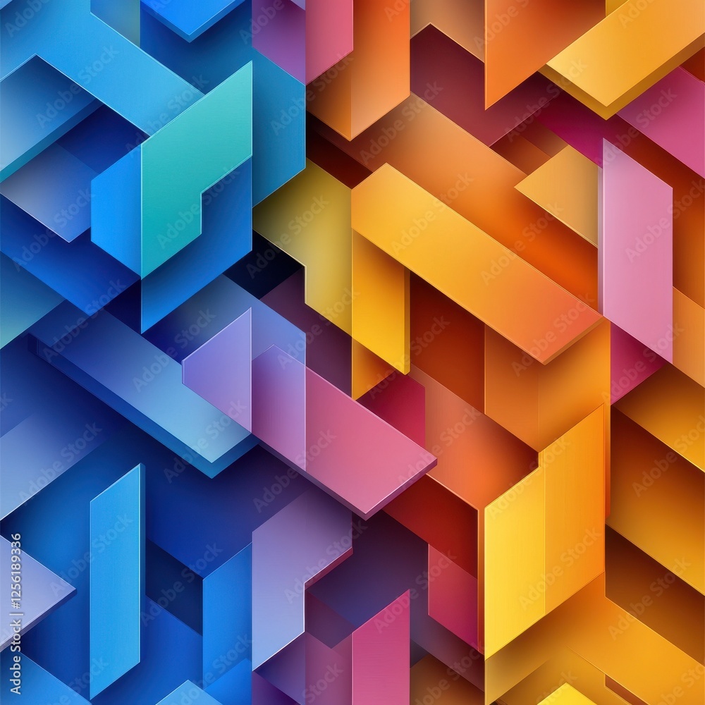 Poster a colorful abstract design with a blue and yellow triangle