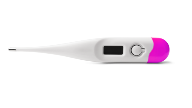 Digital medical body thermometer isolated on a transparent background