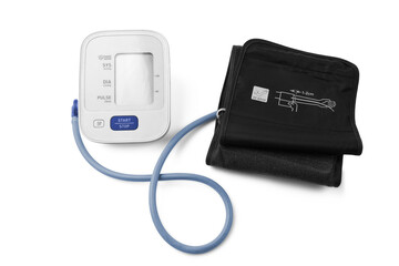 Electronic digital tonometer, medical blood pressure monitor, isolated on a transparent background