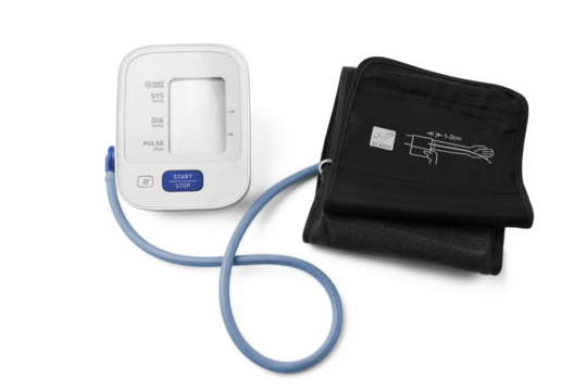 Electronic digital tonometer, medical blood pressure monitor, isolated on a transparent background