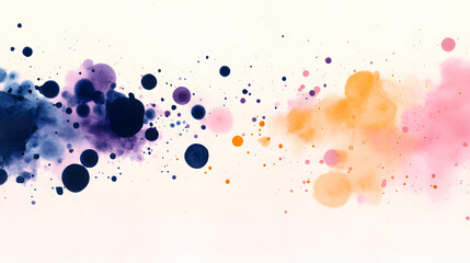 Abstract watercolor paint splashes, vibrant color burst, white background, design element