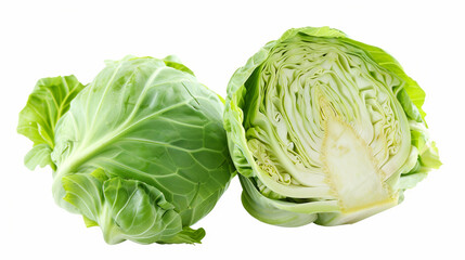 Obraz premium Cabbage on an isolated white background, object focused, png, stock image, hd quality, 