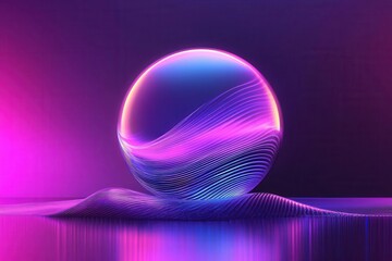 holographic crystal sphere emitting ethereal light waves, prismatic reflections, flowing gradient colors, ultra-modern 3d rendering