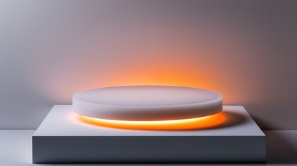 Fototapeta premium A white cube with a round shape and a light on top