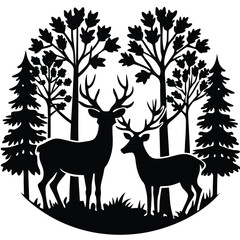 set of deer silhouettes