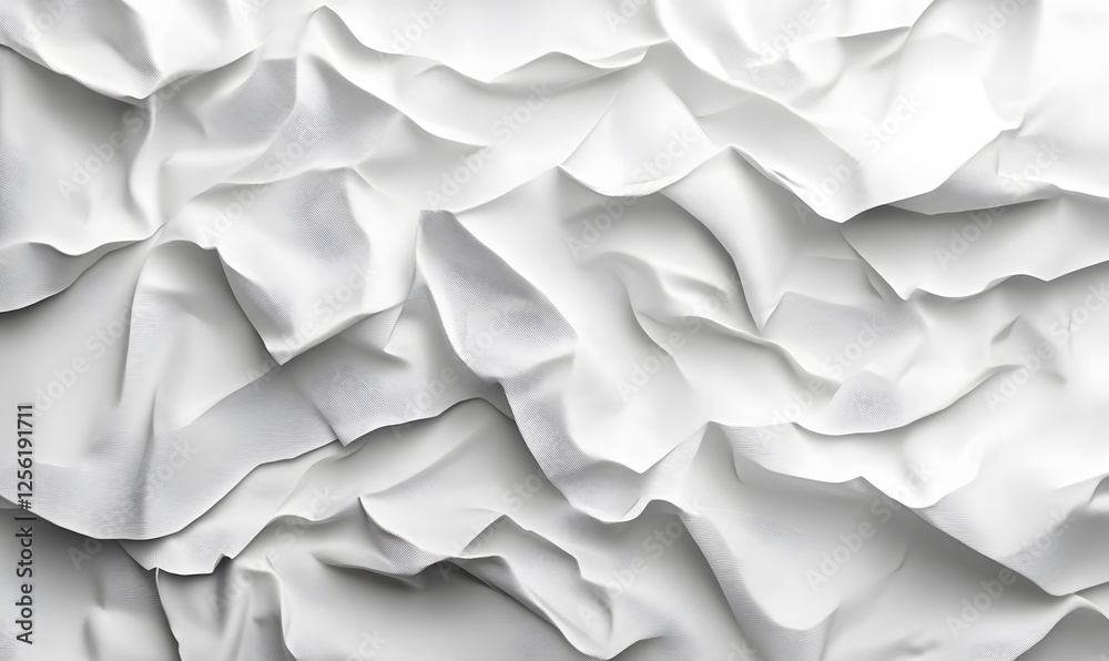 Poster abstract white fabric texture with soft folds and subtle shadows creating a dynamic surface