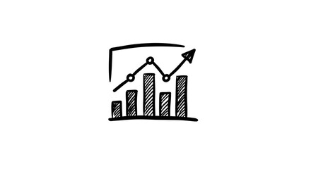 Doodle style graph chart showing financial growth and upward trend. Generative AI