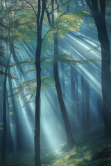 Picture a forest where trees sway gently, their leaves whispering secrets to those who listen closely. Generative AI	