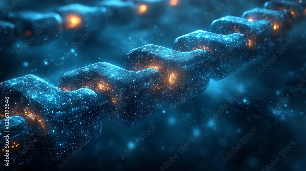 Aufkleber a sparkling chain of blocks: representing strength, connection, and the future of secure digital net