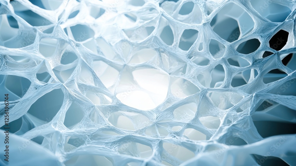 Poster a blue and white image of a web of tissue