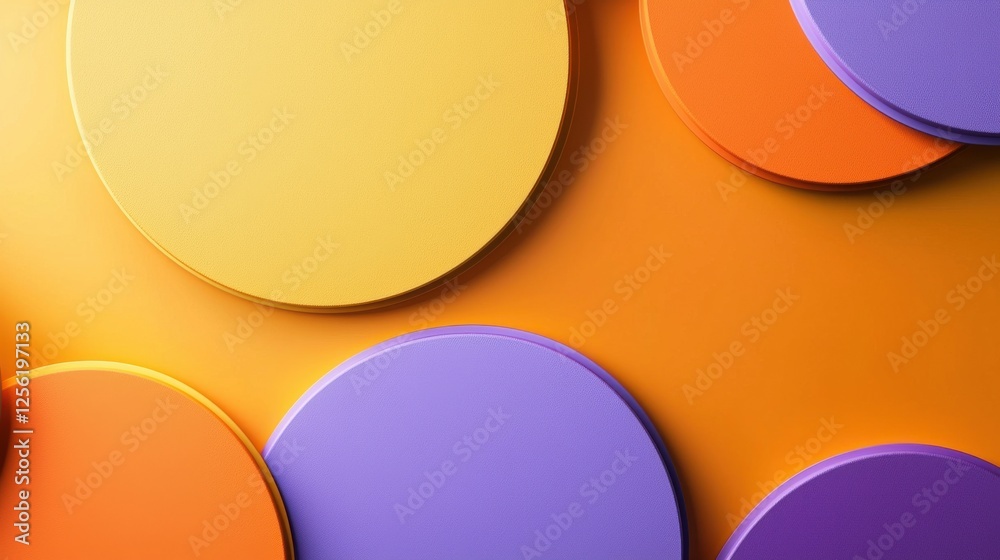 Poster a colorful background with a series of orange and purple circles