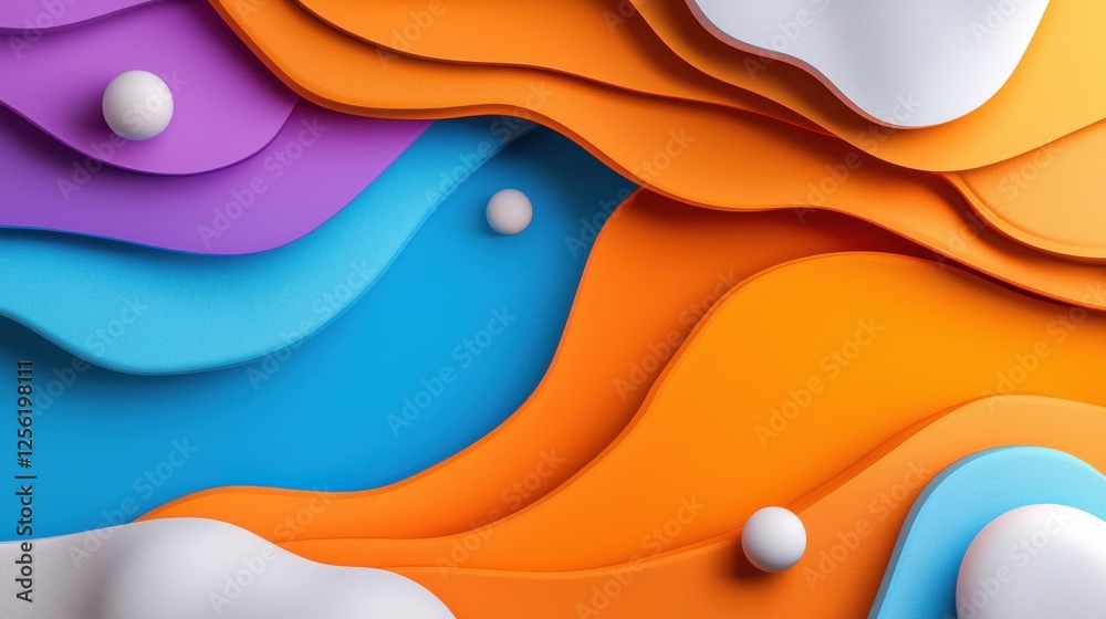 Aufkleber the image is a colorful abstract piece with a blue and orange wave pattern