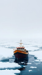 Ice chokes the waters surrounding James Ross Island, Weddell Sea, craft clay. with white shades