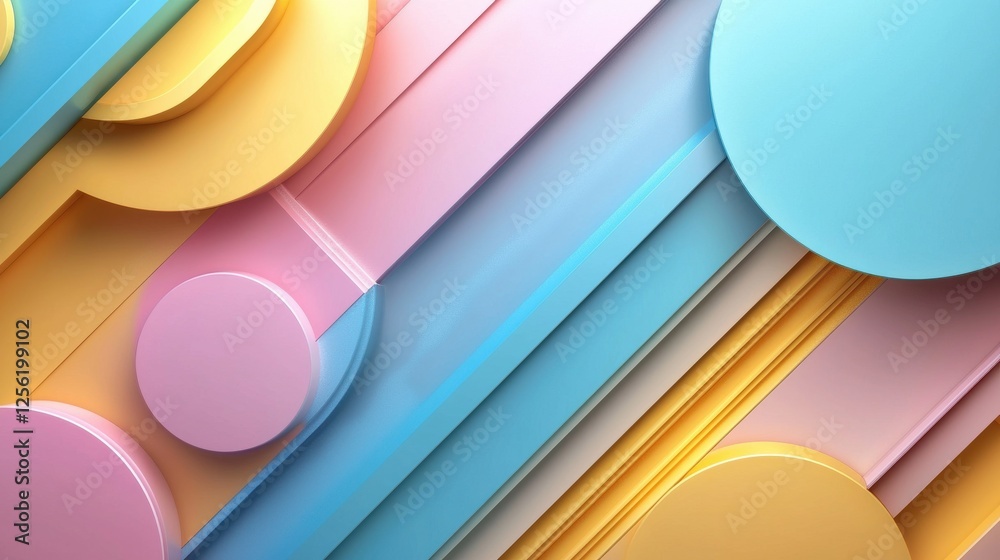 Poster The image is a colorful abstract piece with various shapes and sizes