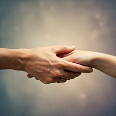 two hands reaching out for each other in a close up with a blurry background
