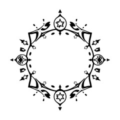 Intricate Ornamental Circular Frame with Star-Shaped Elements and Detailed Design.