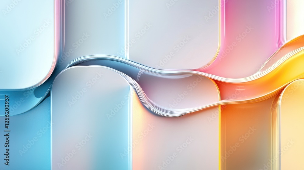 Poster a colorful abstract design with a blue and white square in the middle