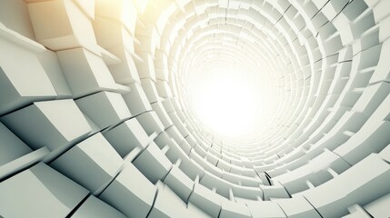 Abstract White Cubic Tunnel Leading to Light