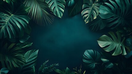Naklejka premium Lush tropical palm leaves background with vibrant green textures and natural foliage in a seamless pattern