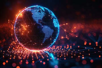 Obraz premium Blockchain-powered supply chain insights through a holographic globe digital environment high fidelity viewpoint