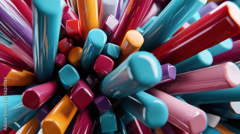 Poster a colorful image of many different colored cylinders
