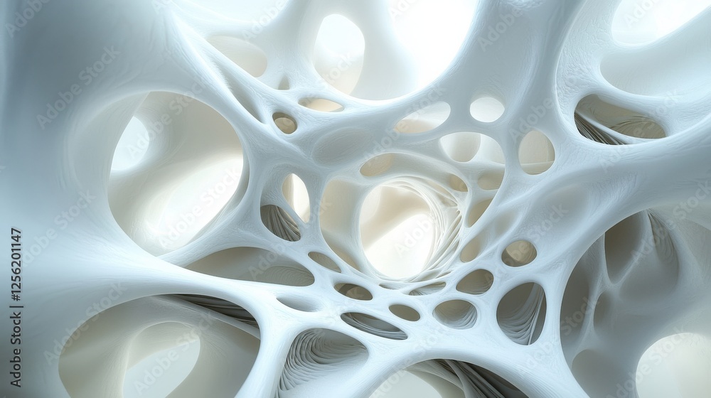 Poster a white and blue abstract image with many small circles