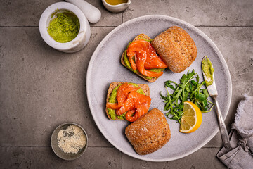 Avocado salmon sandwich