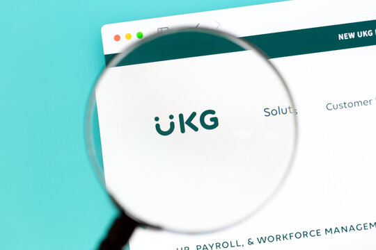 Ostersund, Sweden - Feb 10, 2025: UKG website. UKG is an American multinational technology company