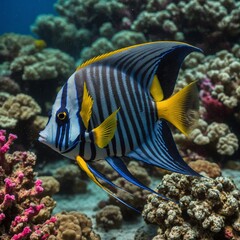 Fototapeta premium A butterflyfish exploring a vibrant coral garden teeming with life. fish in aquarium fish in aquarium coral reef with fish