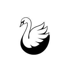 Minimalist swan logo, a stark black and white image, swan profile on a white background.