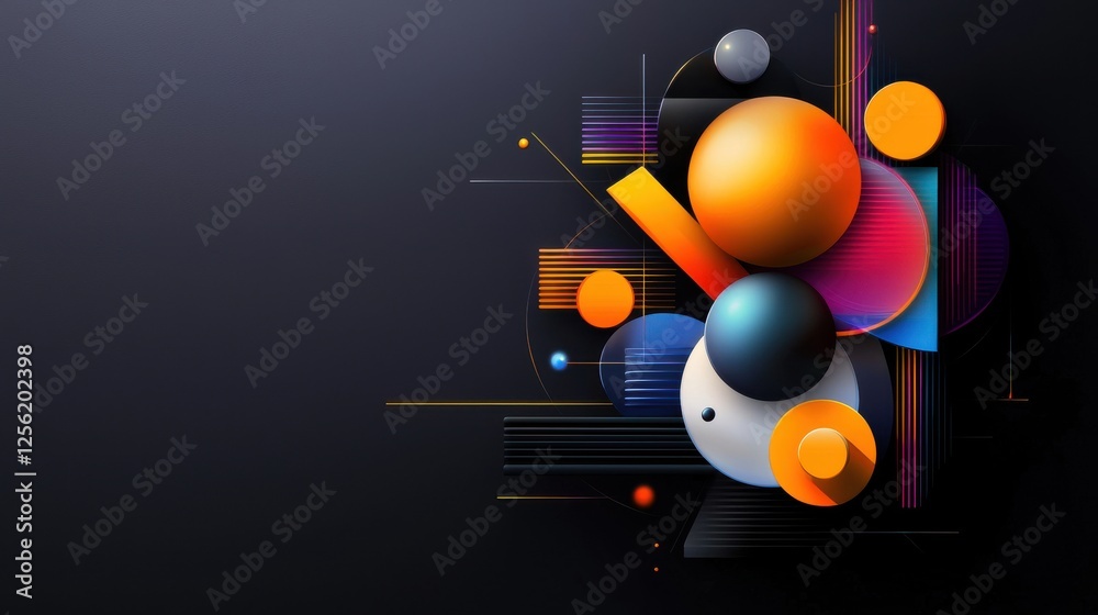 Poster A colorful abstract background with a variety of shapes and sizes