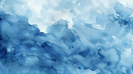 Obraz premium Sky-Inspired Blue Watercolor Painting with Subtle White Highlights