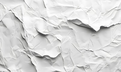 Obraz premium Wrinkled paper texture, white crumpled paper background for graphic designs and layouts