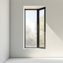 Modern and minimal house window for interior decoration isolated on white background