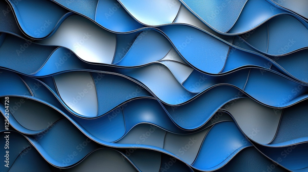 Poster the image is a blue and white wave pattern