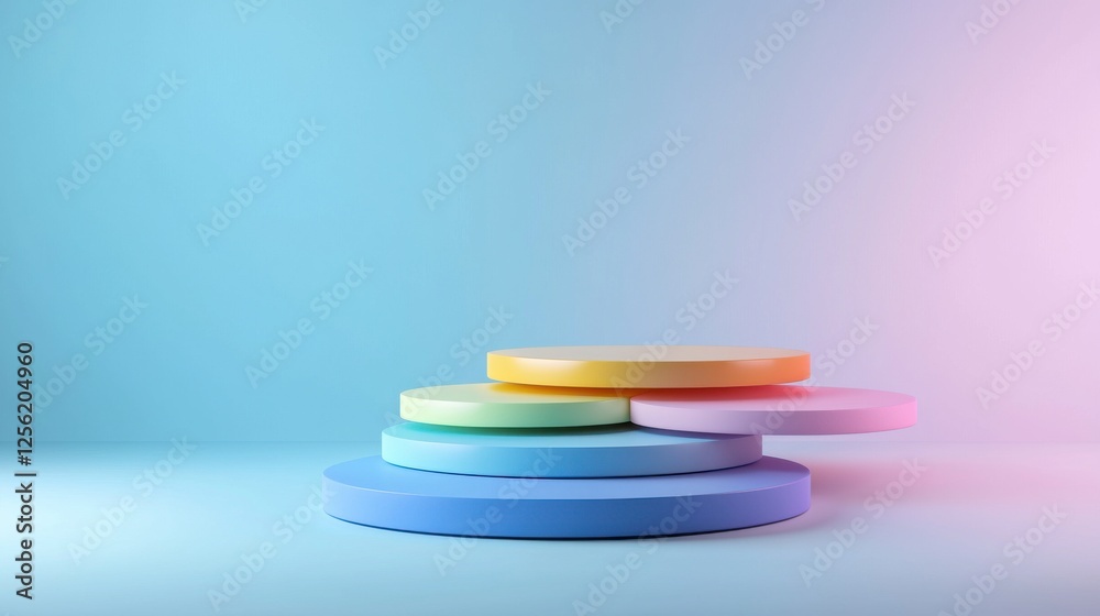 Poster a colorful stack of cubes on a blue background