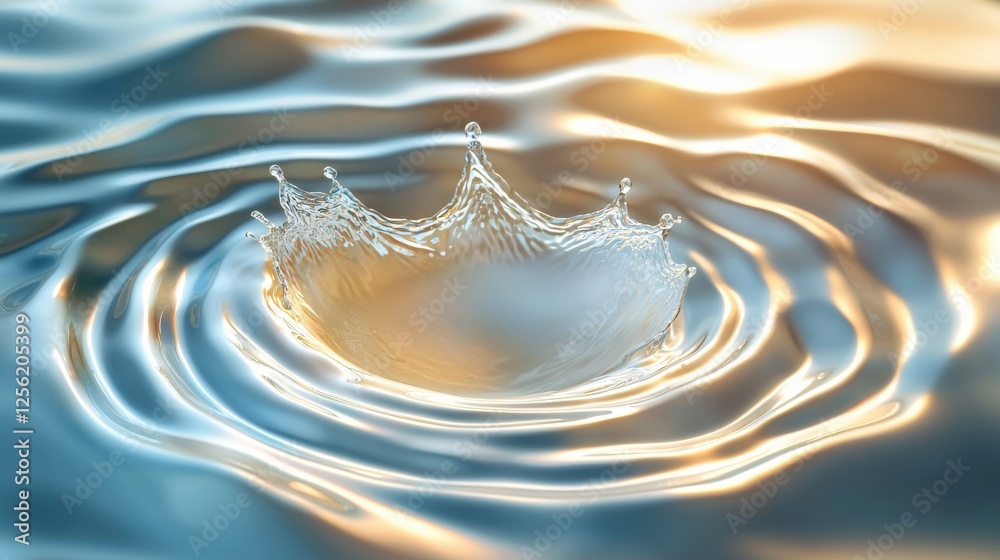 Poster a splash of water in the ocean with a sun shining on it