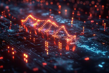 Obraz premium Illuminated dna and circuit fusion technology lab digital art futuristic close-up innovation concept