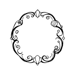 Ornate Black Frame: A symmetrical and symmetrical circular frame with elegant and elegant elements.