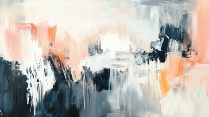 Abstract painting featuring a blend of soft pastel colors and bold strokes, evoking a serene yet dynamic atmosphere