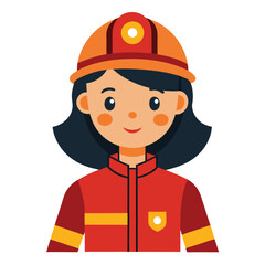 Female Firefighter Vector Illustration - Cartoon, Clipart & Line Art Design 1.eps
