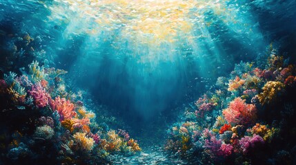 Fototapeta premium Sublime Underwater Coral Reefs: A Vibrant Oceanic Paradise