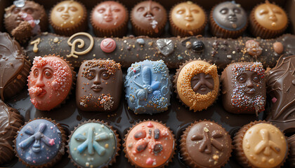 Obraz premium assortment of chocolate candies in a box