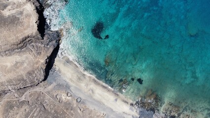 aerial view of cliff and ocean