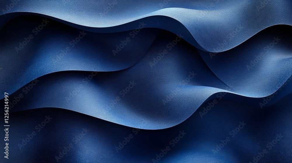 Aufkleber Abstract Blue Textile Waves: A Textured and Elegant Background for Design and Creative Projects, Featuring Smooth Curves and Deep Hues.
